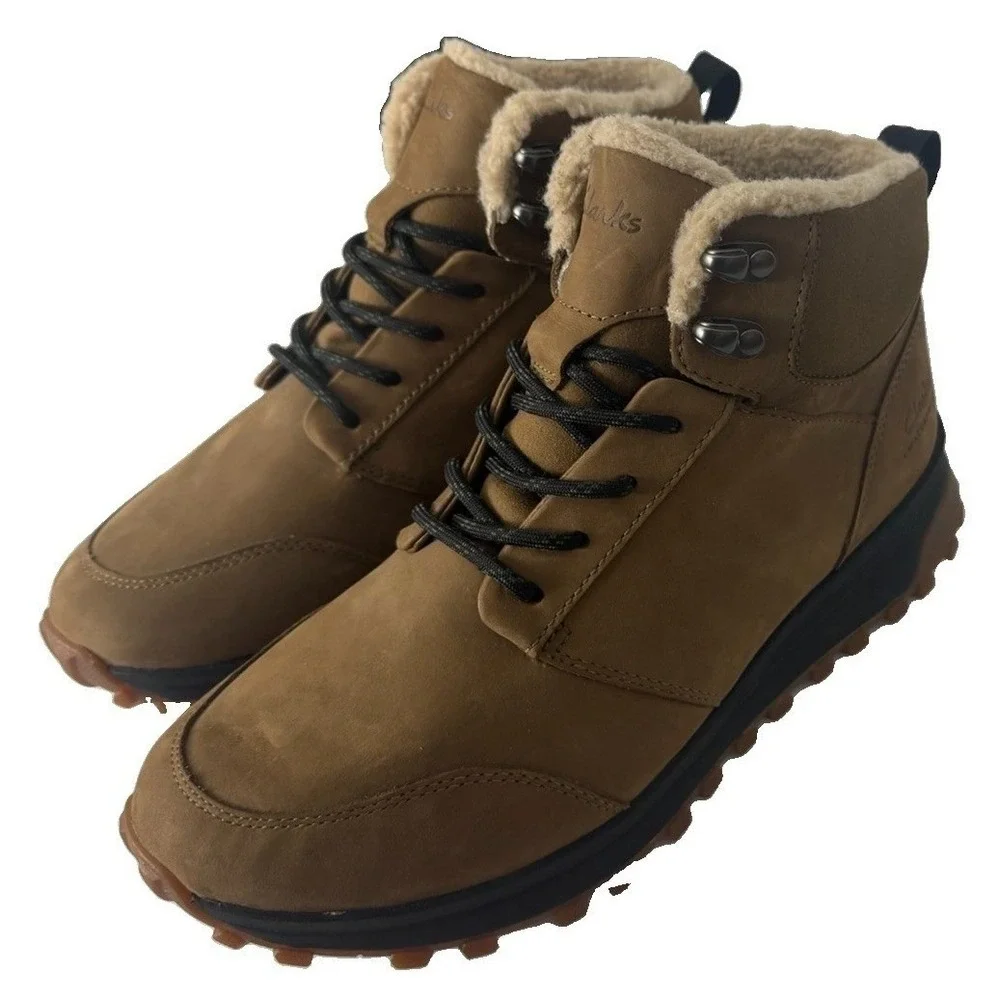 Clarks Men's ATL Trek Up Wp Hiking Boots Leather Upper Dark Sand Size 7 Newp